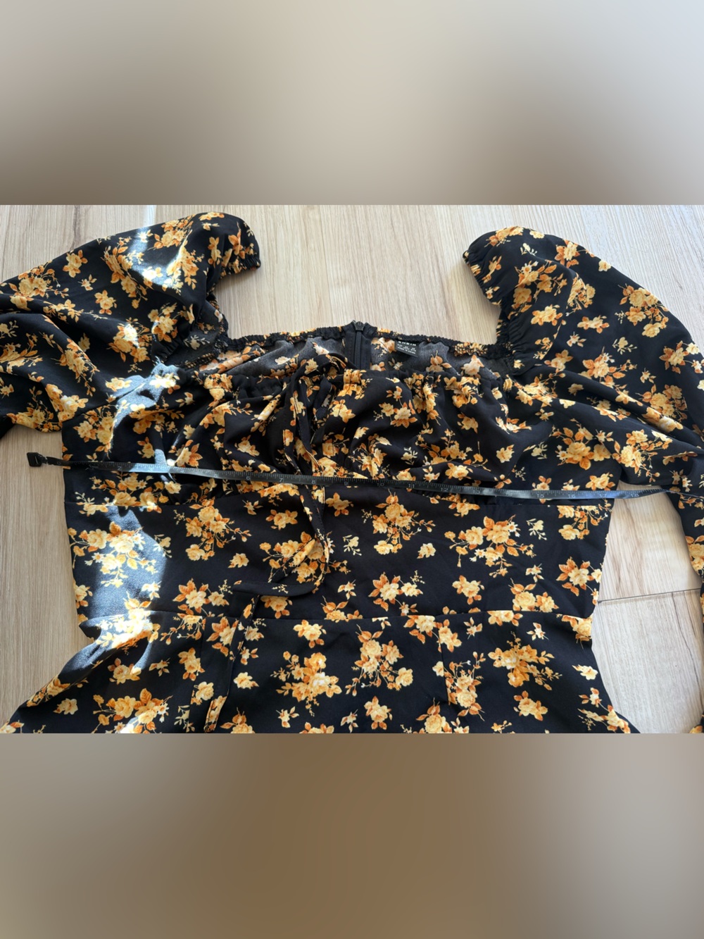 Black Floral Midi x maxi Dress with Yellow floral Print - Picture 6 of 8